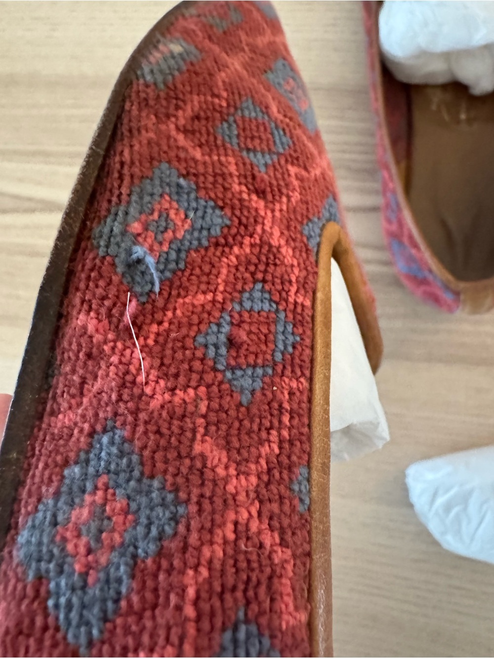 Stubbs and Wooten Red and Blue Patterned Slip-On Flats, 9.5 - Picture 10 of 13